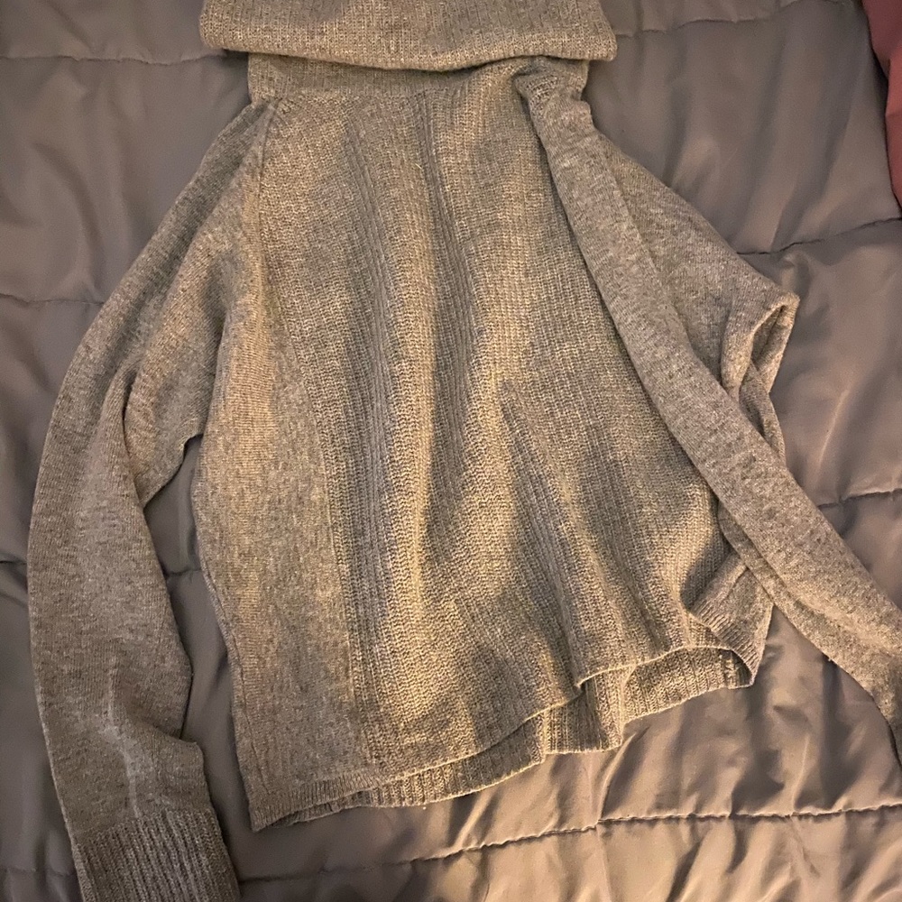 Grey Cowlneck Knit Sweater